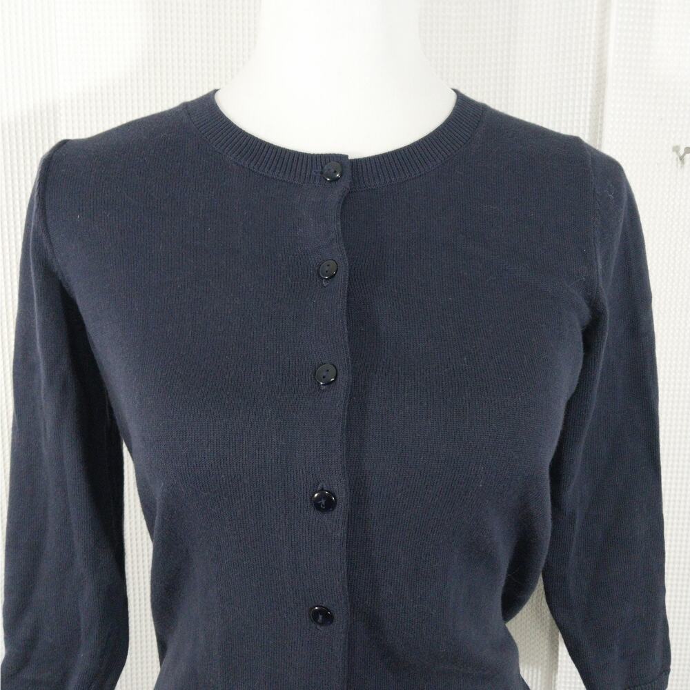 TALBOTS! SWEETLY SIMPLE & ELEGANT 3/4 SLEEVE BLACK CARDIGAN SWEATER! SZ P (XS) - Picture 3 of 11
